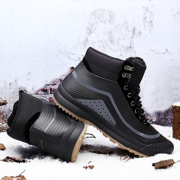 Ulogu Waterproof Black Leather Winter Unisex Snow Booties Size 13 🌴✌️ - Picture 1 of 12